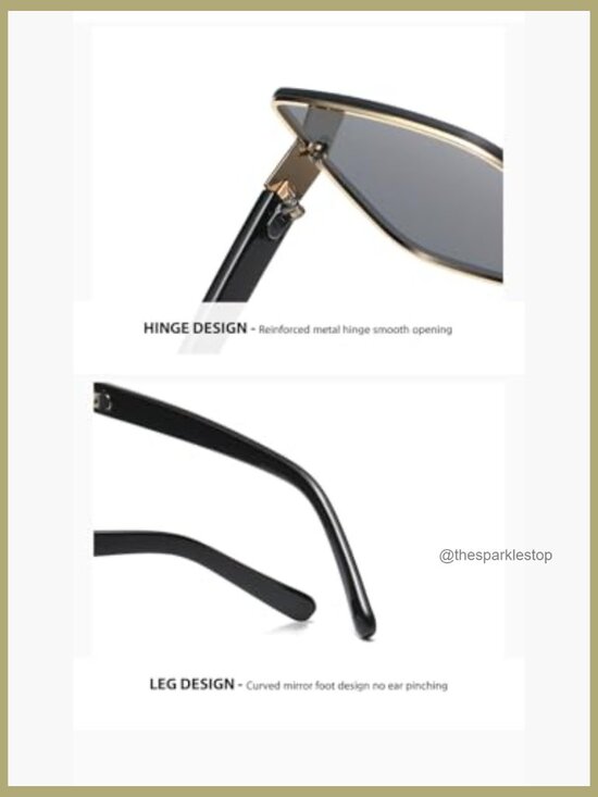 Oversized Square Sunglasses, Rimless Design, Metal Frame with Gold Accents main image 4